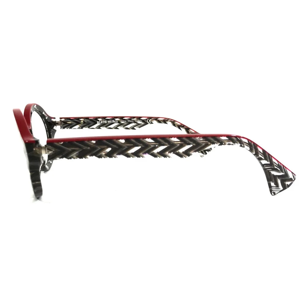 Alain Mikli Eyeglasses Frames A03020 4113 Zigzag Black Grey Red Round 48-22-145